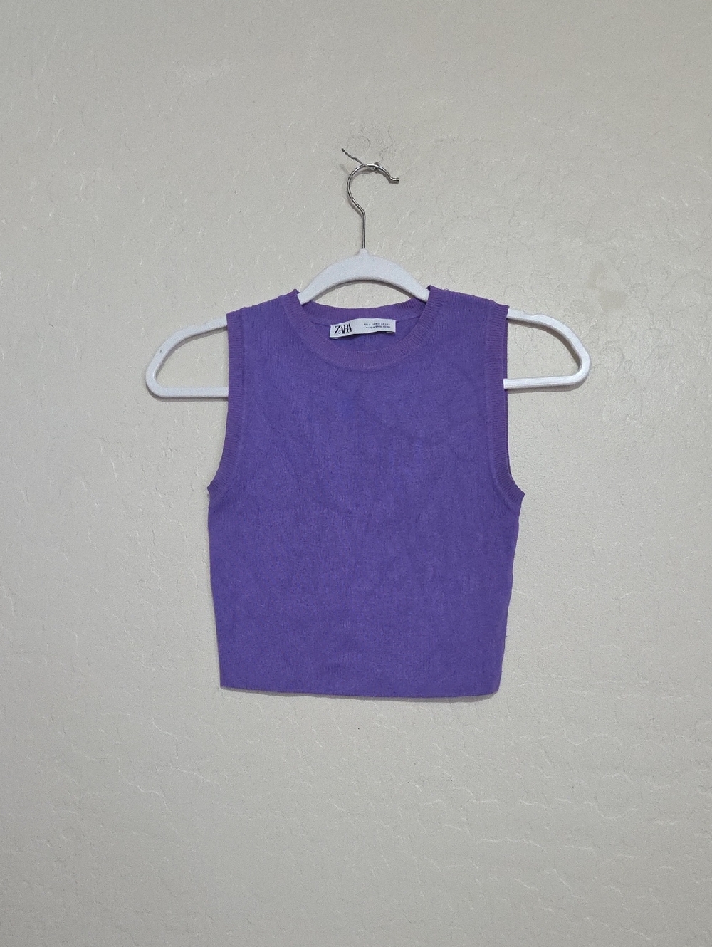 Zara Purple Sleeveless Knit Crop Tank